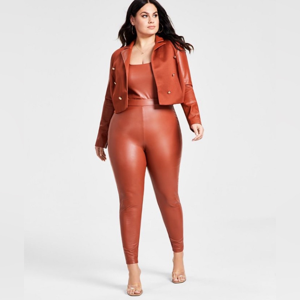 Pleather Set with bodysuit, leggings and jacket
